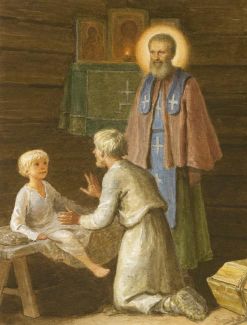 святой, преподобный, сергий, радонежский, чудотворец, 700, семьсот, летие, дата, юбилей, юбилейная, торжество, праздник, храм, церковь, лет, икона, картина, изображение, лямцино, храм, монах, православие, домодедово, сайт, подборка, собрание, коллекция, сборник, галерея, троице-сергиева лавра, инок, варфоломей, фотограиф, репродукция, снимок, образ, Ефошкин Сергей. Преподобный Сергий Радонежский. Воскрешение отрока.